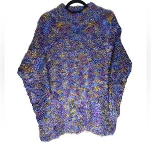 VTG Express Internationale Mohair Hand Knitted Popcorn Sweater Womens Medium 80s
